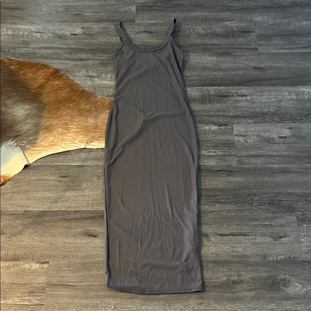PrettyLittleThing Slate Gray Midi Dress